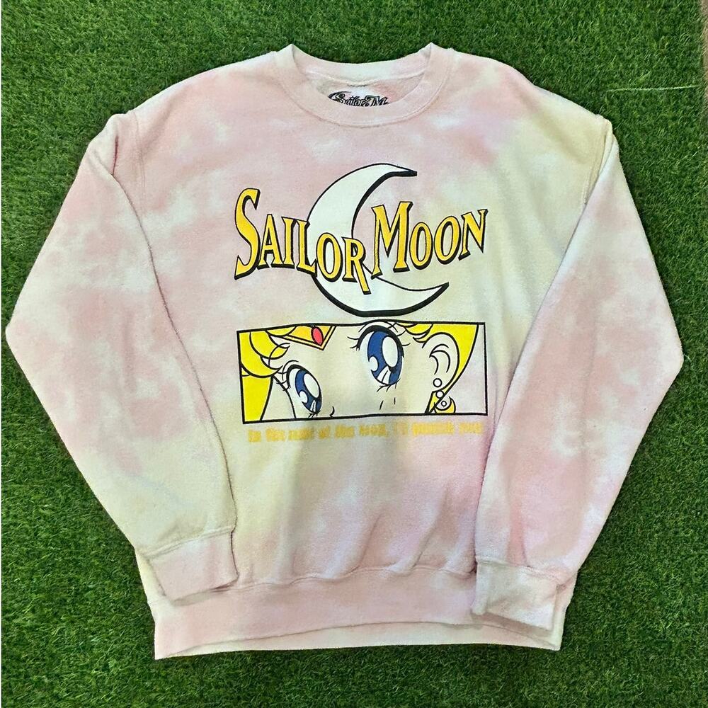 Sailor Moon Usagi Anime Tie Dye Crewneck Sweatshirt Size Small Pink